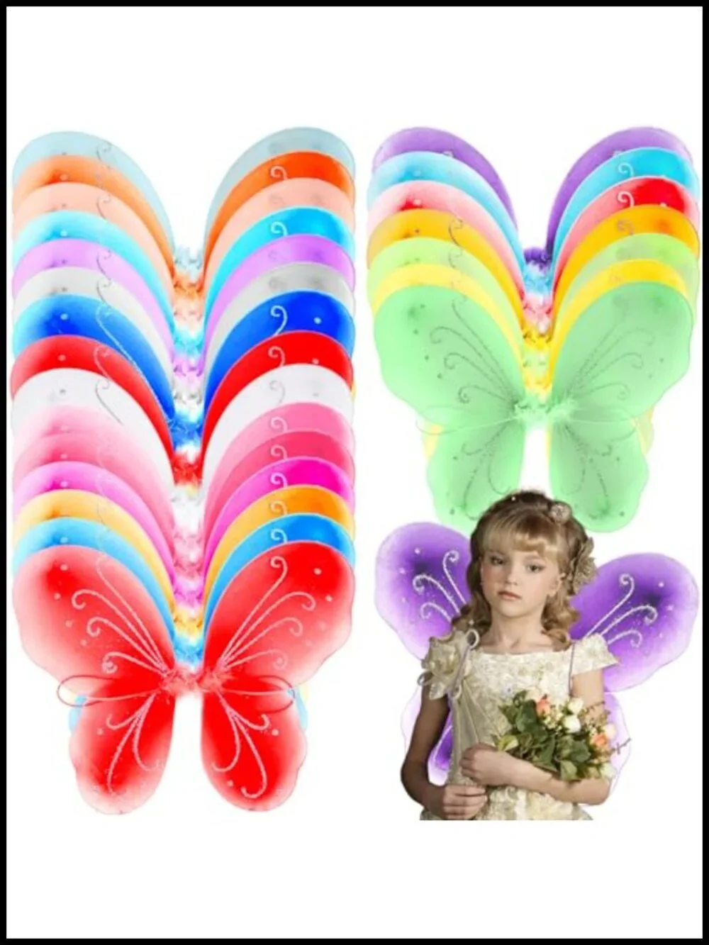 22 Pack Fairy Wings for Kids Butterfly Costume Cosplay Party Dress Up